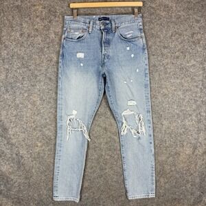 Levis Made & Crafted 501 Skinny Selvedge Jeans Womens 29x28 Blue Distressed